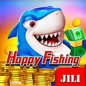 Happy Fishing cover art showing a cheerful fish scene