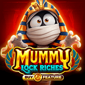Mummy Lock Riches slot cover art showing a sarcophagus